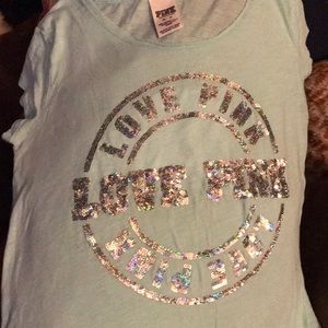 Baby blue Victoria secret shirt sleeve t shirt